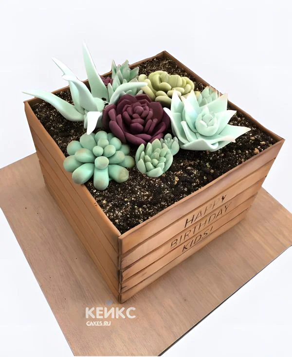 Прямоугольный торт огород с клумбой и цветами из мастики Прямоугольный торт огород с клумбой и цветами из мастики Фото