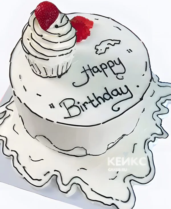 Прикольный бенто торт мужчине с клубникой Прикольный бенто торт мужчине с клубникой Фото