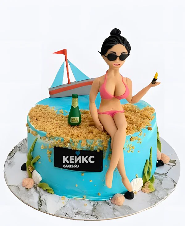 Прикольный летний торт с фигуркой человека Прикольный летний торт с фигуркой человека Фото