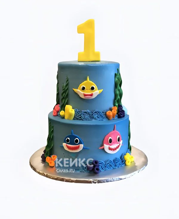 Прикольный торт мальчику на годик с рыбками Фото