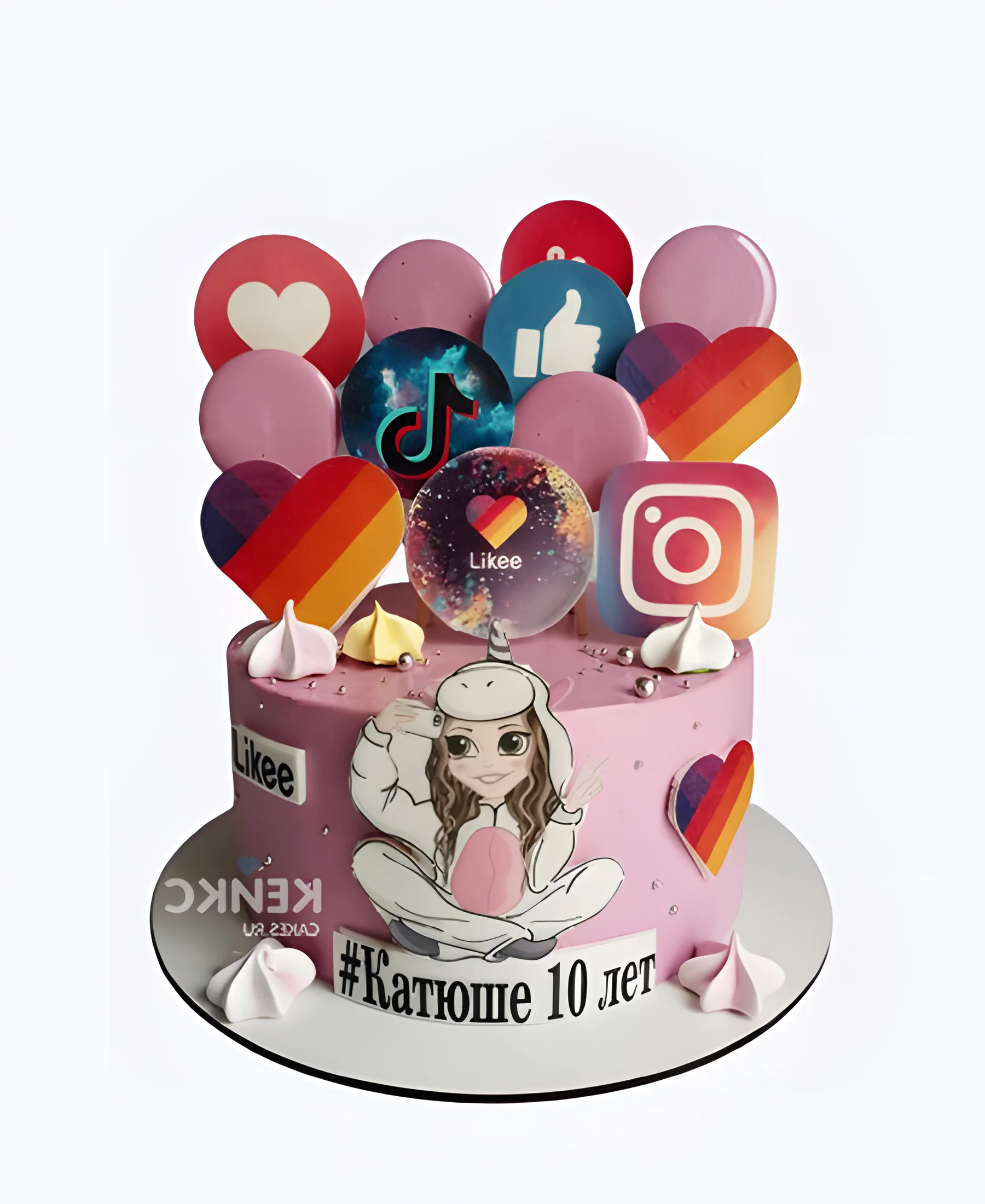 Прикольный торт с лайками и фотопечатью Фото