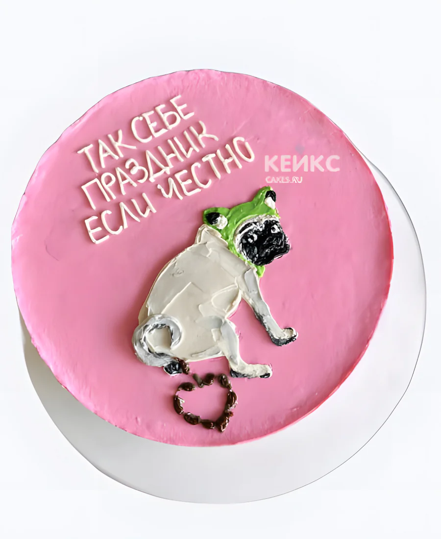 Розовый бенто торт с мопсом Розовый бенто торт с мопсом Фото