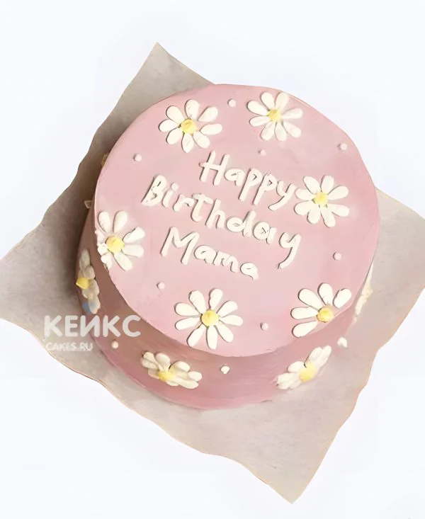 Розовый бенто торт с ромашками для мамы Розовый бенто торт с ромашками для мамы Фото