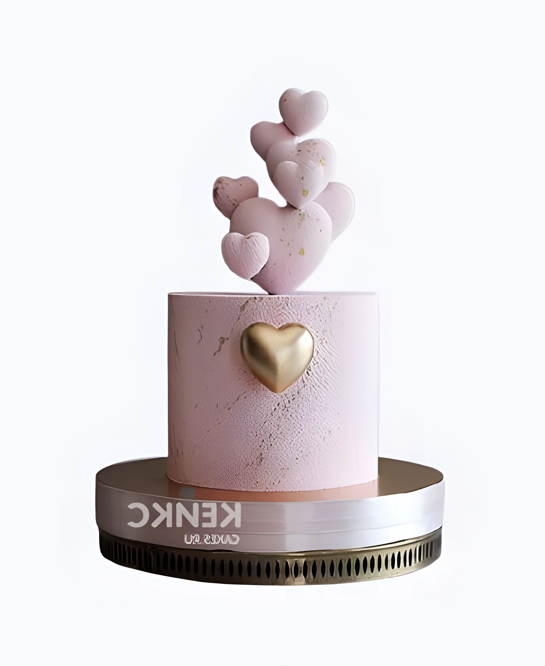 Розовый торт на 3 года девочке с сердечками Фото