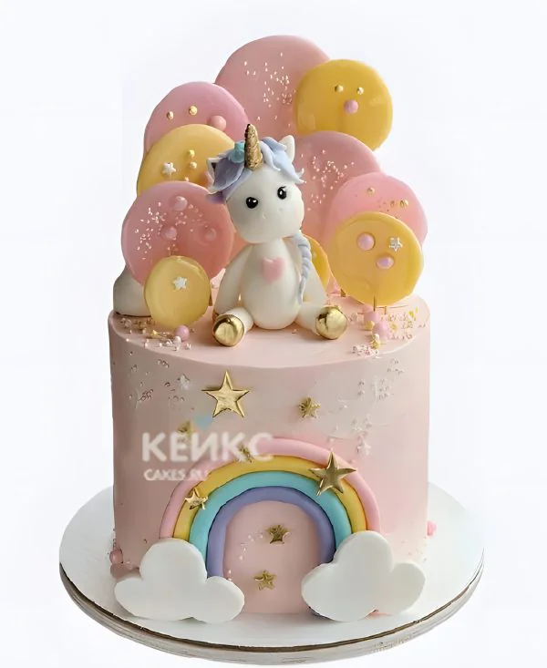 Бенто-торт радужный единорог для девочки Фото