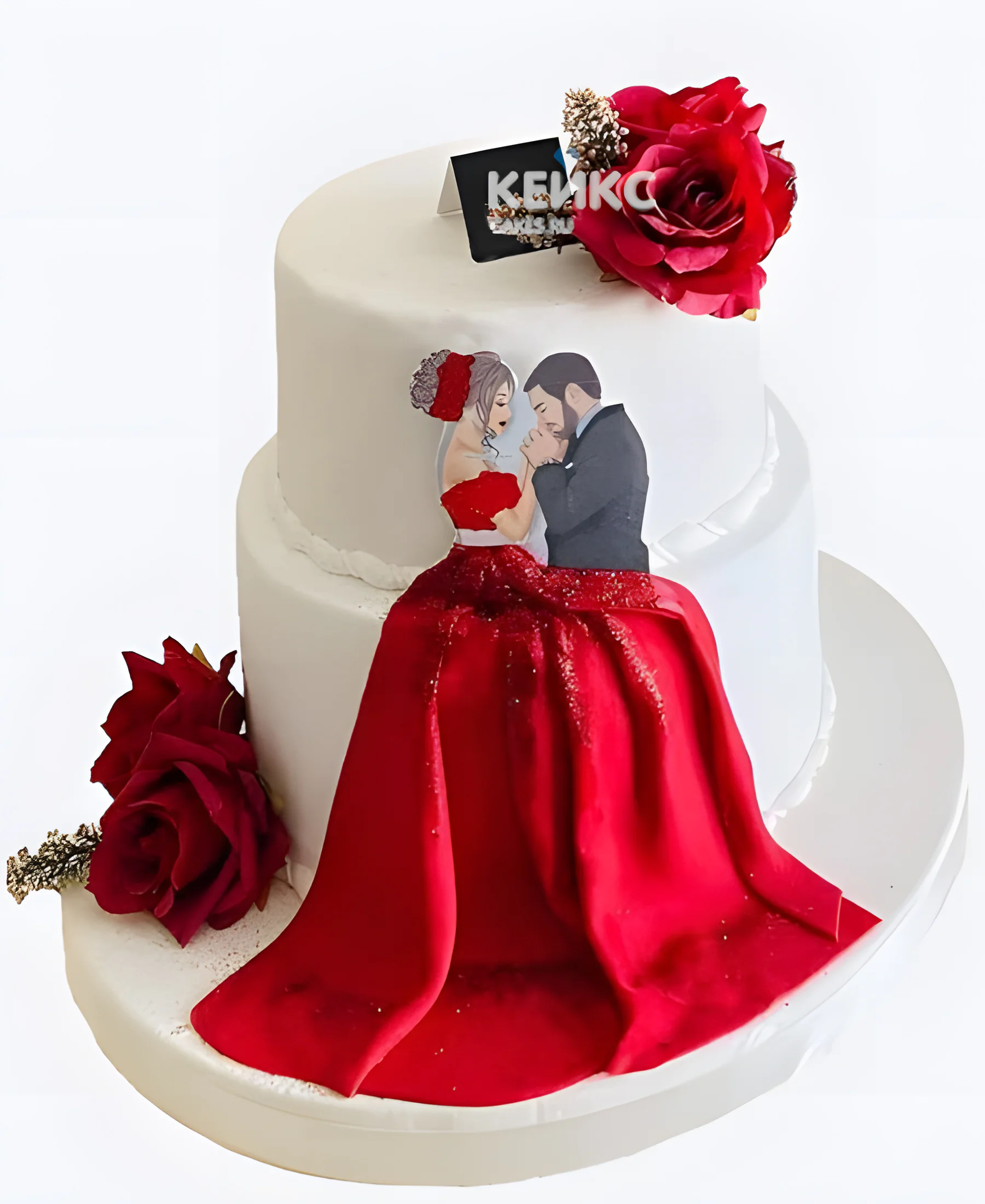 Шикарный двухъярусный торт на свадьбу Фото