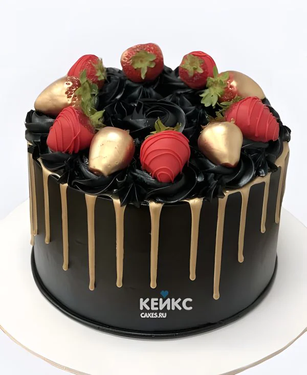 Шикарный торт мужчине на 70 лет с клубникой Шикарный торт мужчине на 70 лет с клубникой Фото