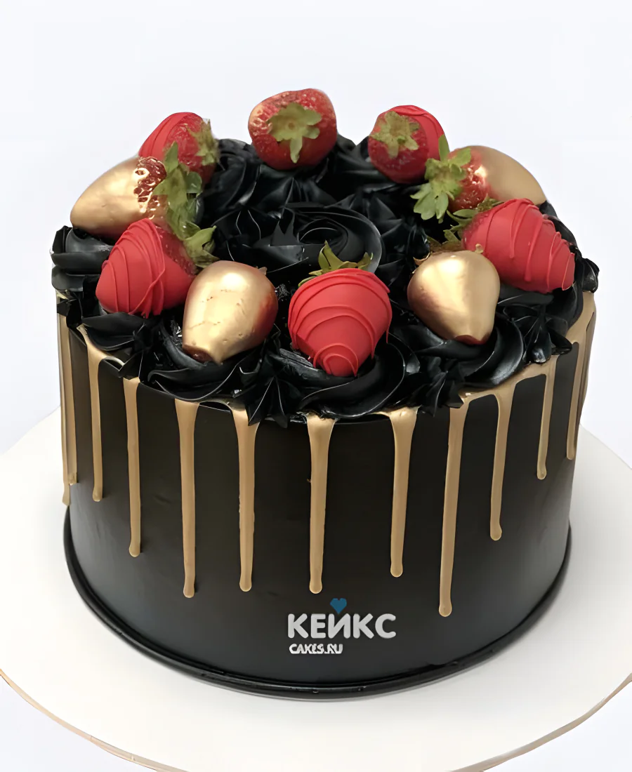 Шикарный торт мужчине на 70 лет с клубникой Шикарный торт мужчине на 70 лет с клубникой Фото