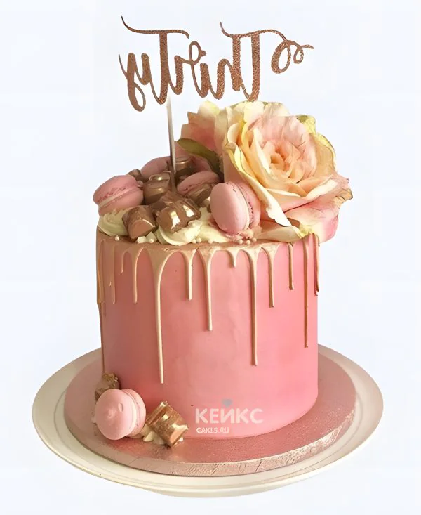 Шикарный торт женщине на 30 лет с цветами и шоколадом Фото