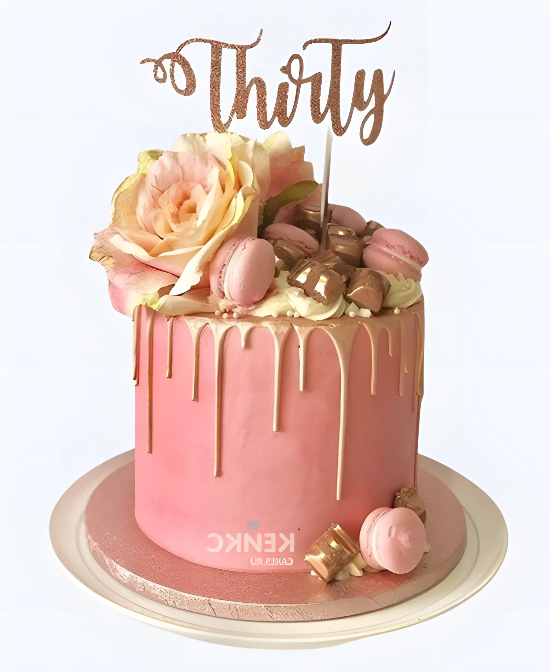 Шикарный торт женщине на 30 лет с цветами и шоколадом Фото