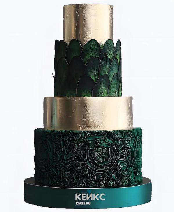 Шикарный зелено-золотой торт Шикарный зелено-золотой торт Фото