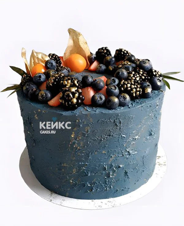 Синий постный торт с ежевикой Синий постный торт с ежевикой Фото