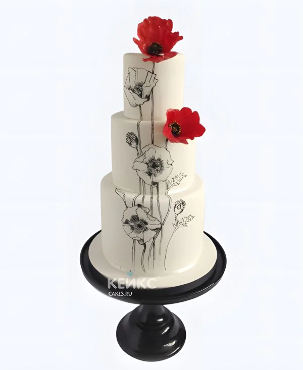 Стильный торт с маками Стильный торт с маками Фото