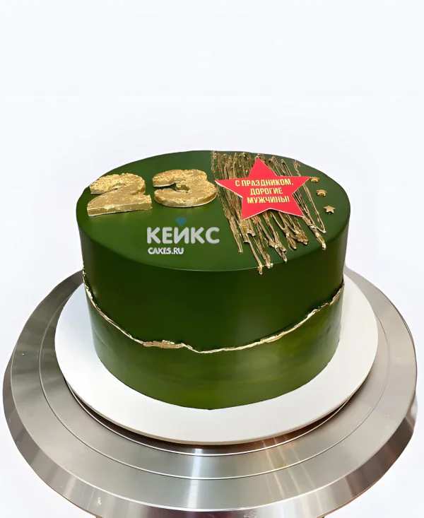 Темно-зеленый торт на 23 февраля Фото