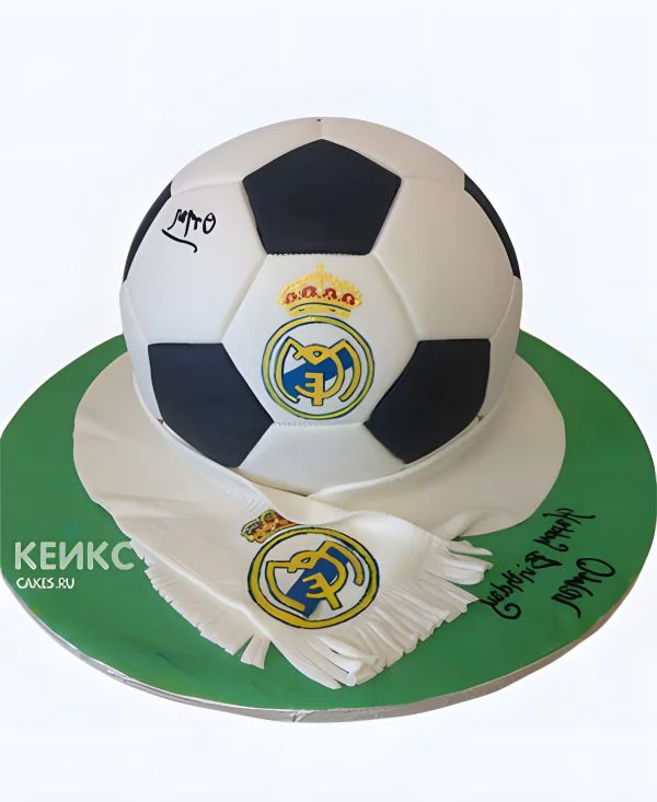 Торт 3D в виде футбольного мяча с логотипом Торт 3D в виде футбольного мяча с логотипом Фото
