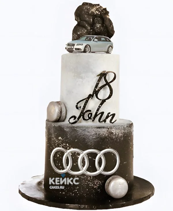 Торт ауди с макаруни и автомобилем Фото