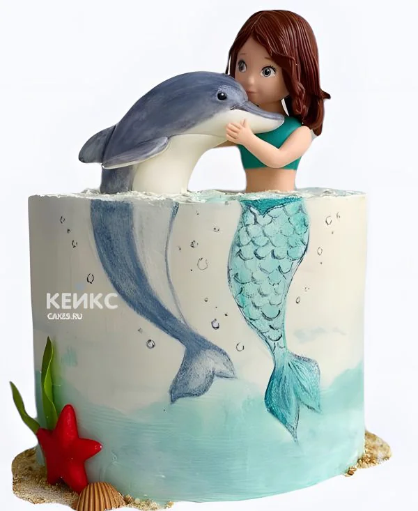 Торт дельфин и русалка Торт дельфин и русалка Фото