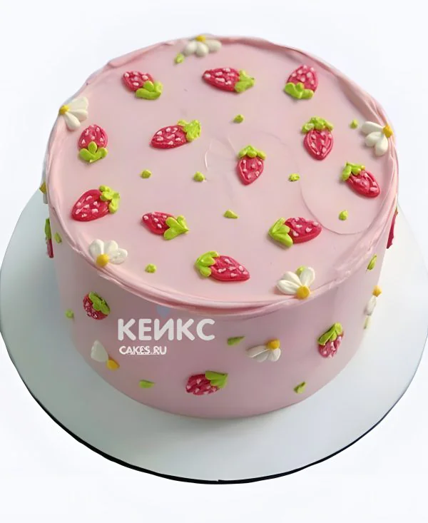 Торт девочке бенто с клубникой и ромашками Торт девочке бенто с клубникой и ромашками Фото