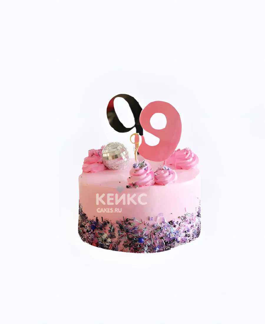 Торт девочке на 9 лет с диско шаром и цифрой Торт девочке на 9 лет с диско шаром и цифрой Фото