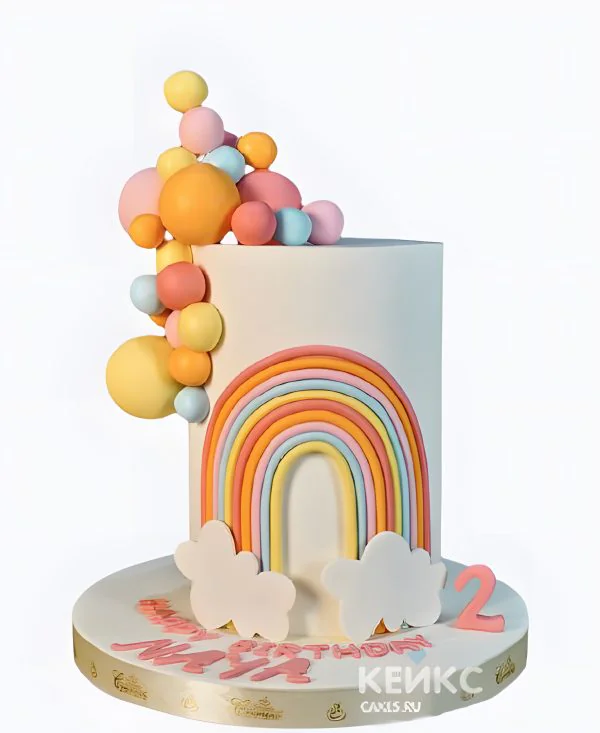 Торт девочке на годик с радугой Фото