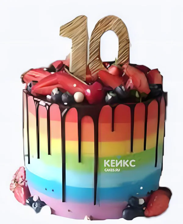 Торт для мальчика с шоколадными подтеками и ягодным ассорти Торт для мальчика с шоколадными подтеками и ягодным ассорти Фото