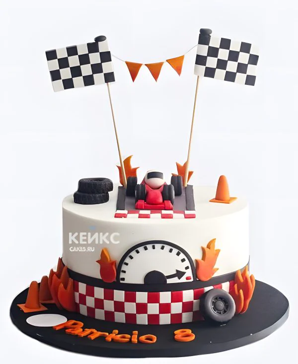 Торт гонки с флагом Фото