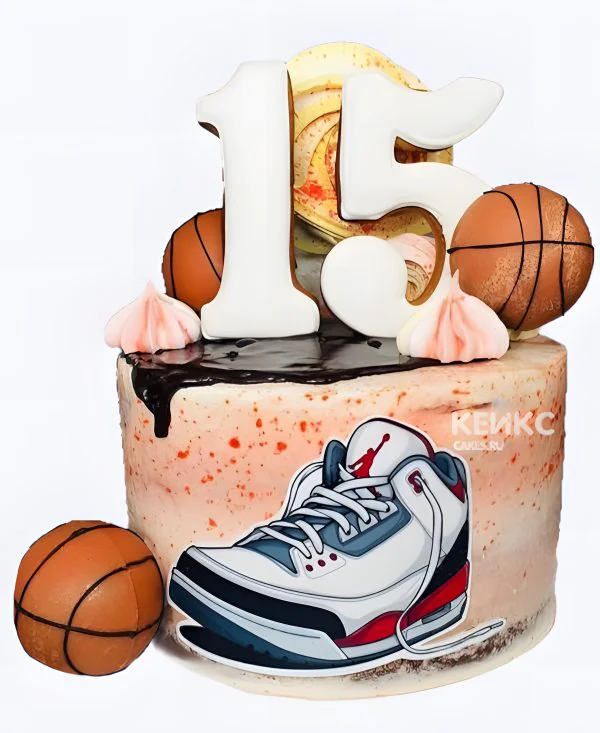 Торт мальчику на 15 лет с баскетбольным мячом Торт мальчику на 15 лет с баскетбольным мячом Фото