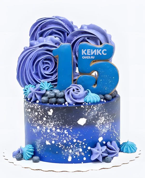 Торт мальчику на 15 лет с голубикой и безе Торт мальчику на 15 лет с голубикой и безе Фото