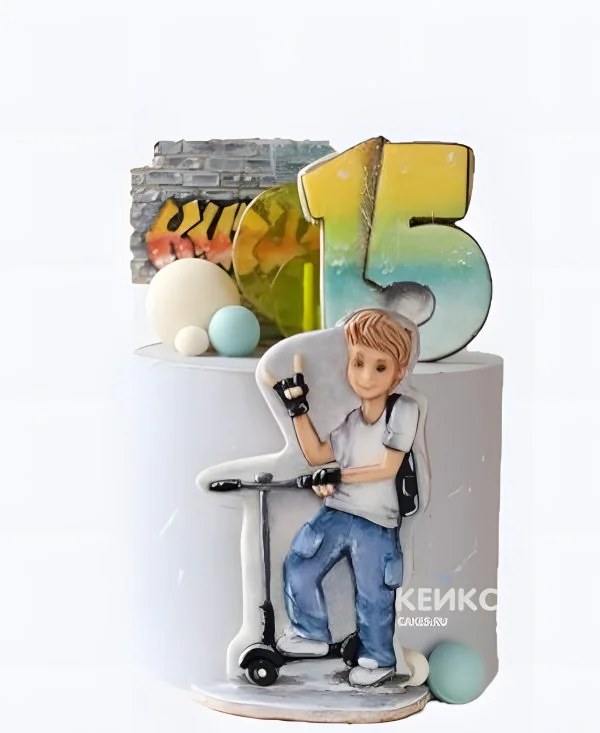 Торт мальчику на 15 лет с самокатом Торт мальчику на 15 лет с самокатом Фото
