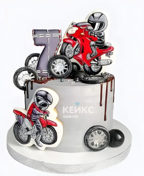Торт мальчику на 7 лет мотоциклисту Торт мальчику на 7 лет мотоциклисту Фото