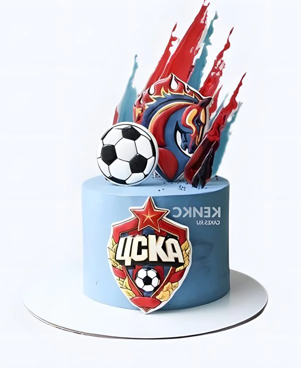 Торт мальчику на 8 лет с футбольной командой ЦСКА Фото