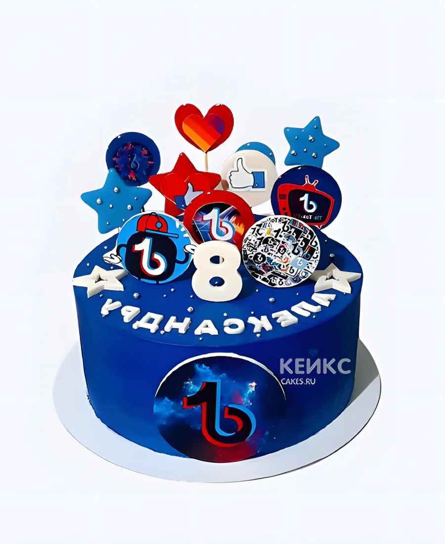 Торт мальчику на 8 лет с логотипами социальных сетей Торт мальчику на 8 лет с логотипами социальных сетей Фото
