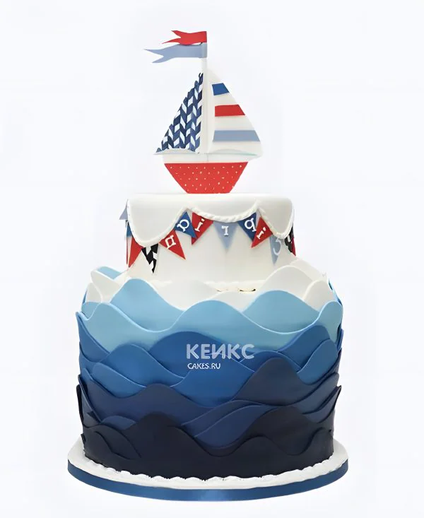 Торт мальчику на 9 лет с корабликом Фото