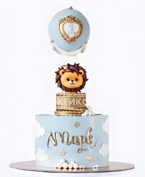 Торт мальчику на годик со львом Фото