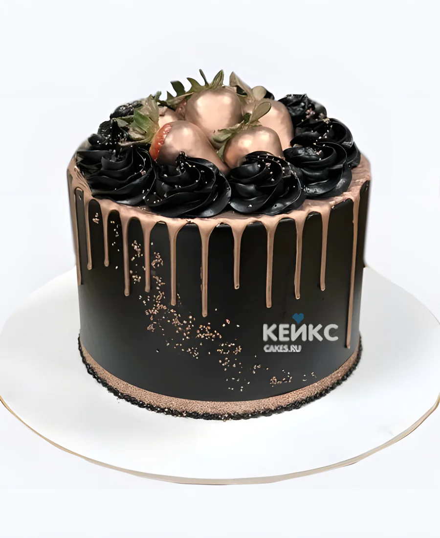 Торт мужчине на 70 лет с клубникой в золоте Торт мужчине на 70 лет с клубникой в золоте Фото