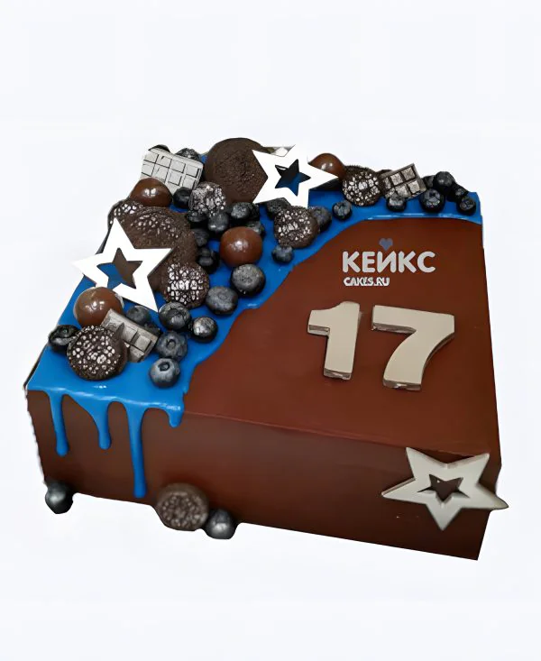 Торт на 17 лет парню с голубикой и печеньем Торт на 17 лет парню с голубикой и печеньем Фото
