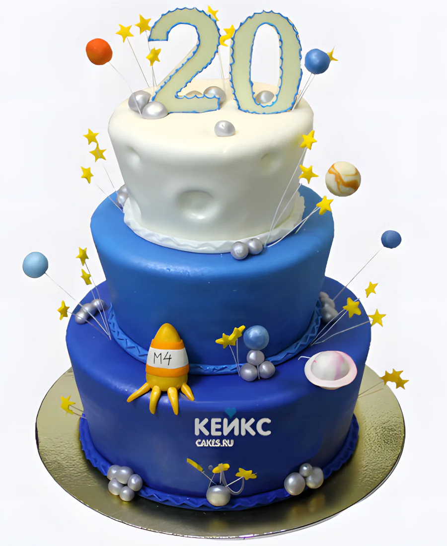 Торт на 20 лет в стиле космоса с цифрой Торт на 20 лет в стиле космоса с цифрой Фото