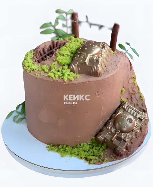 Торт на 23 февраля с фигурками танков Торт на 23 февраля с фигурками танков Фото