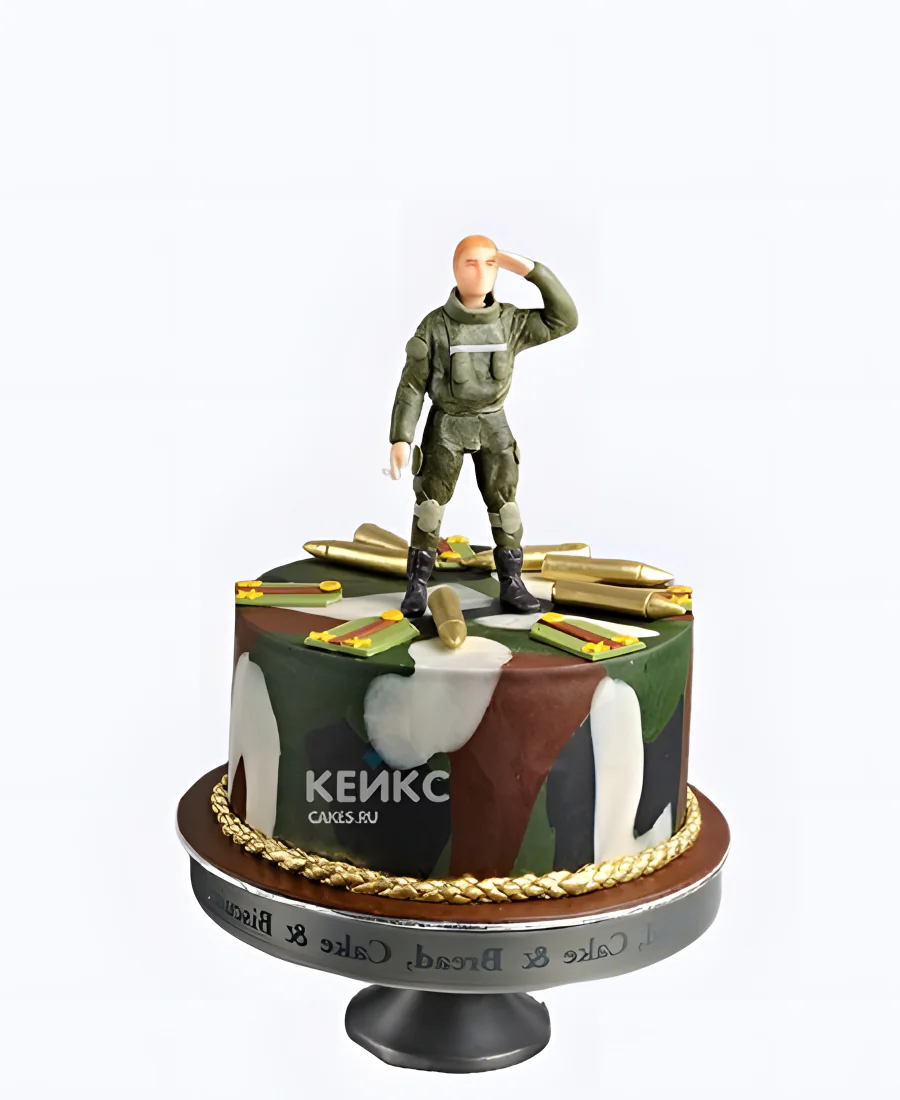 Торт на 23 февраля с фигуркой военного Торт на 23 февраля с фигуркой военного Фото