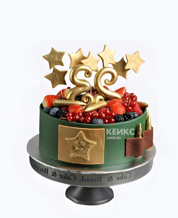 Торт на 23 февраля с цифрой и ягодами Фото