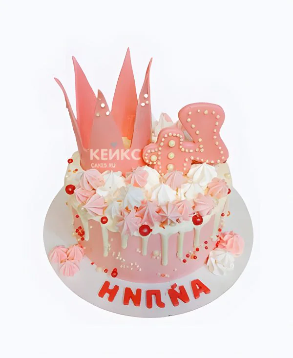Торт на 4 года с короной и безе Торт на 4 года с короной и безе Фото