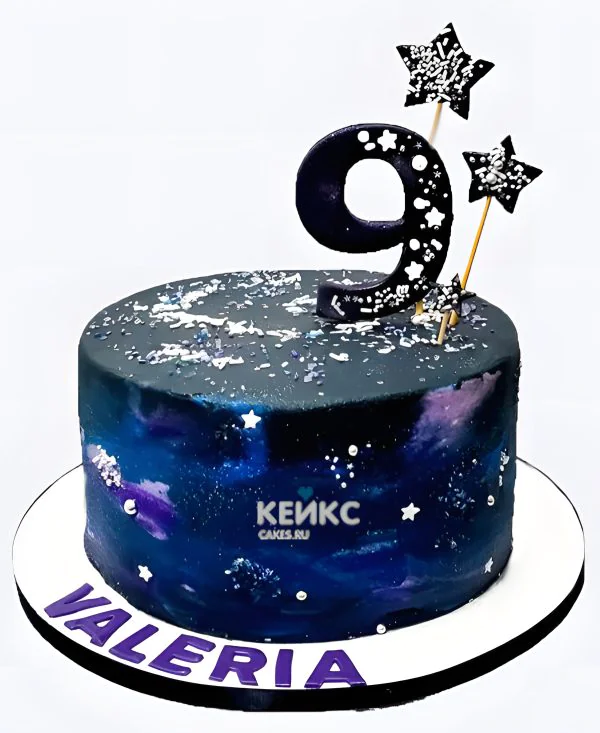 Торт на 9 лет с цифрой и звездами Торт на 9 лет с цифрой и звездами Фото
