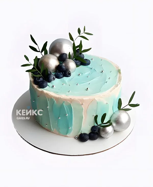 Торт на бирюзовую свадьбу с ягодным украшением Торт на бирюзовую свадьбу с ягодным украшением Фото