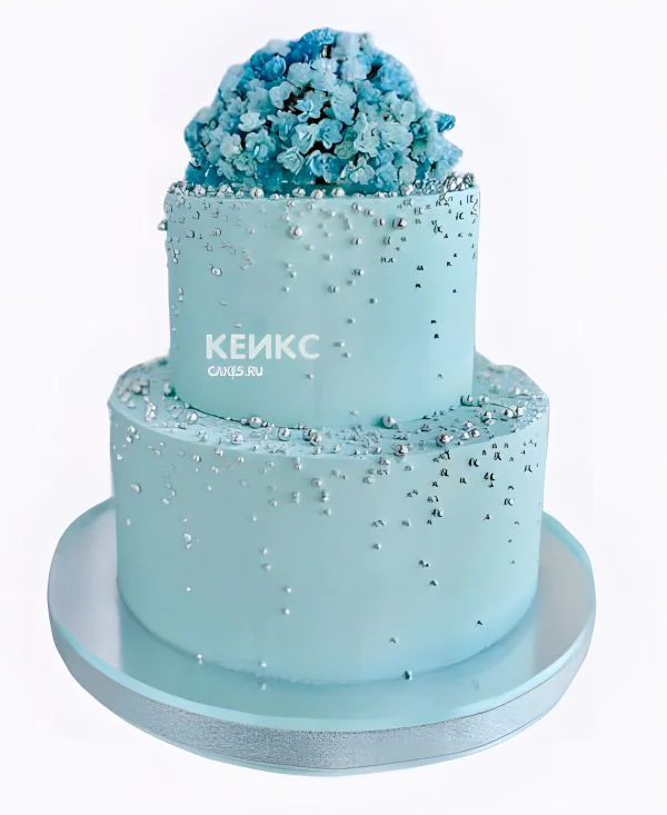 Торт на бирюзовую свадьбу с мелкими цветами Торт на бирюзовую свадьбу с мелкими цветами Фото