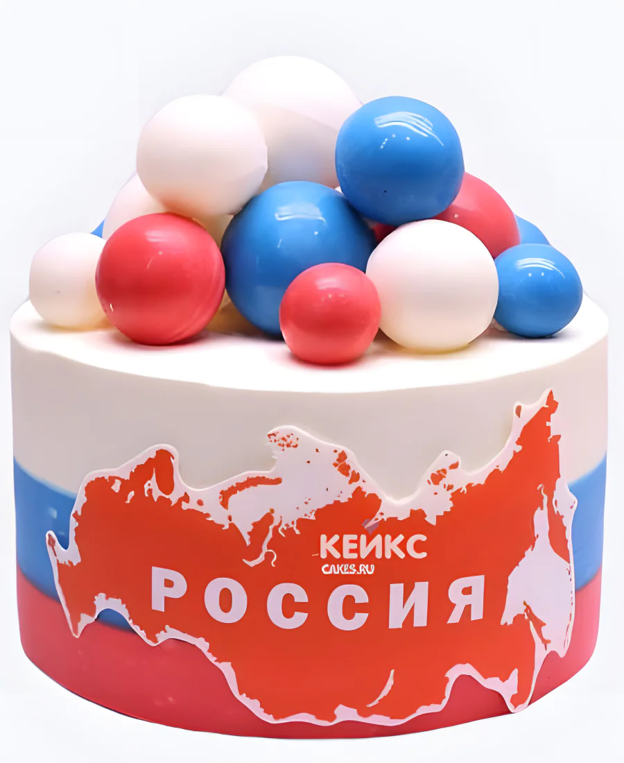 Торт ко Дню России с флагом и картой Торт ко Дню России с флагом и картой Фото