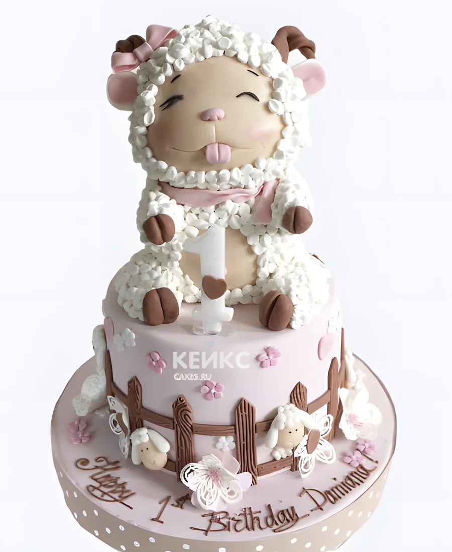 Торт на день рождения с розовой овечкой Торт на день рождения с розовой овечкой Фото