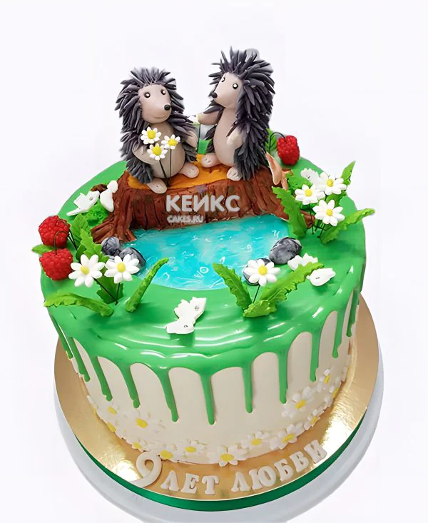 Торт на фаянсовую свадьбу с ежиками Торт на фаянсовую свадьбу с ежиками Фото