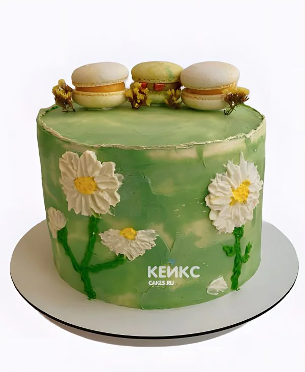 Торт на фаянсовую свадьбу с макарунами и ромашками Торт на фаянсовую свадьбу с макарунами и ромашками Фото