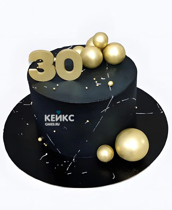 Торт на юбилей 30 лет с белыми брызгами Фото