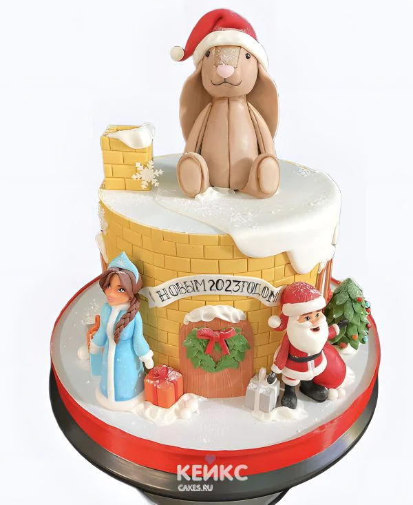 Торт на новый год со снегурочкой и фигурками Торт на новый год со снегурочкой и фигурками Фото